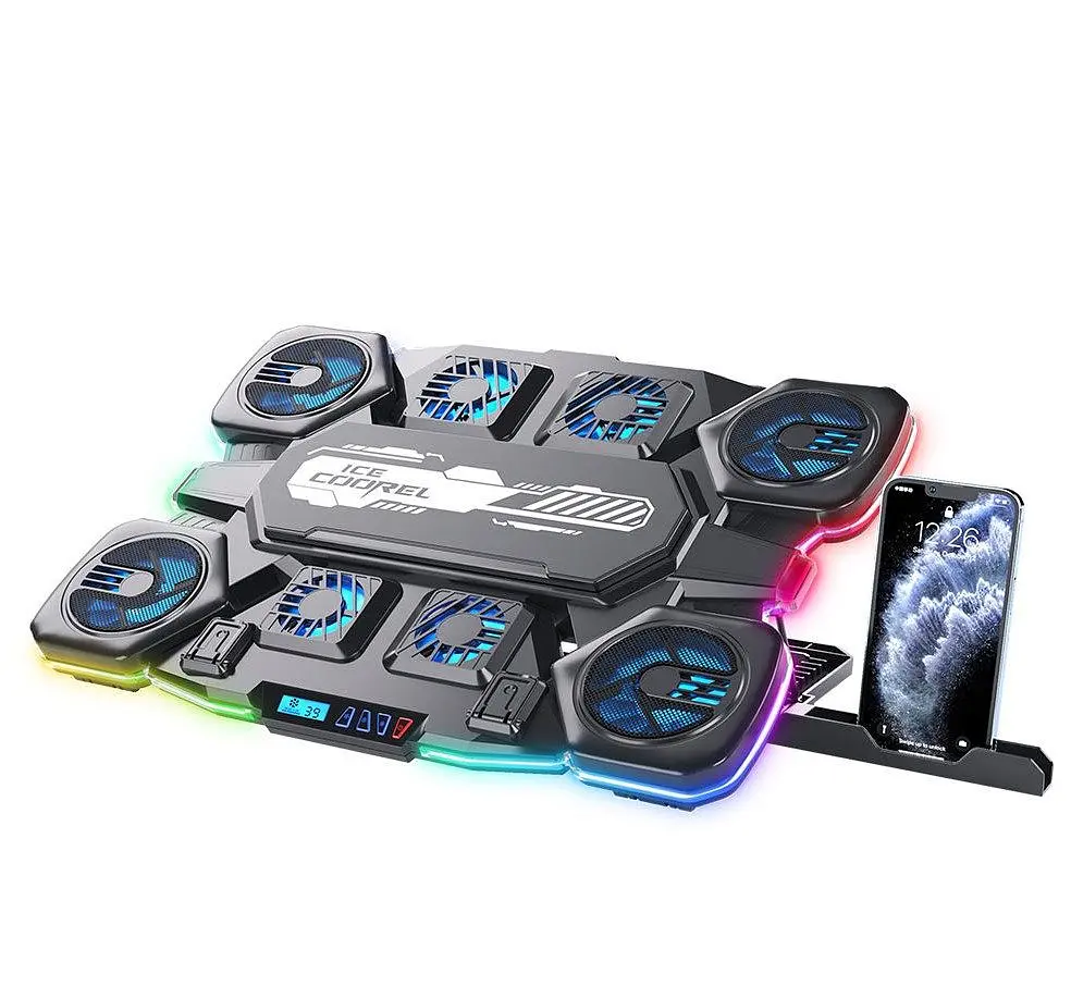 Охолоджувальна підставка для ноутбука 17.3 дюйма Ice Coorel Q-10 8xfans RGB LCD