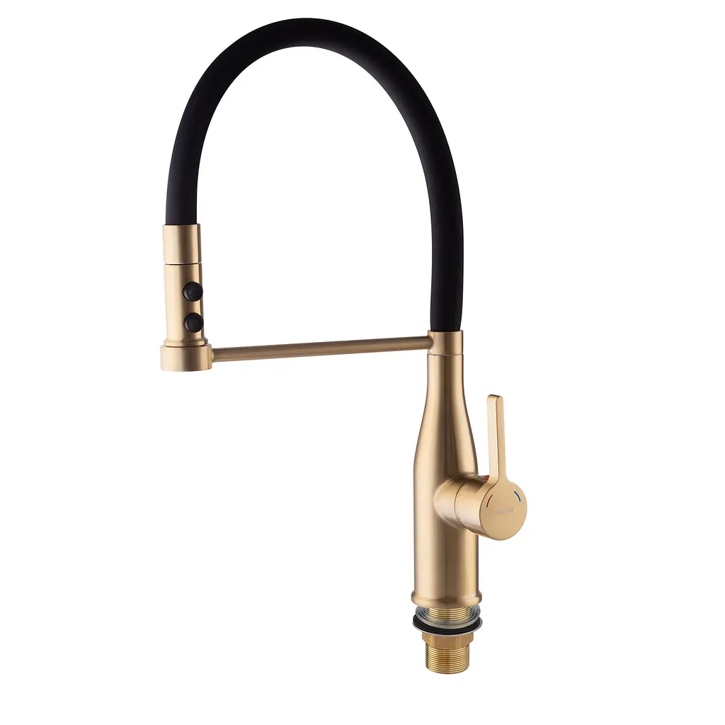 Смеситель для кухни Mixxus Premium Summer 017 Brushed Gold с гибким изливом MI6964 Золотой - фото 6