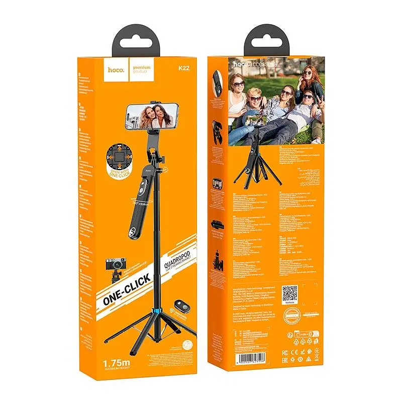 Селфі-монопод Hoco Handy aluminum alloy anti-shake live broadcast holder K22 L 1.75m, BT - фото 2