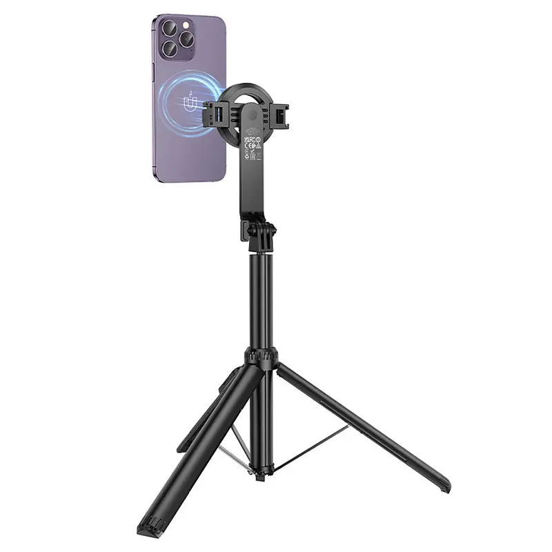 Монопод для селфі Hoco K25 magnetic трипод + знімний BT пульт Black - фото 4