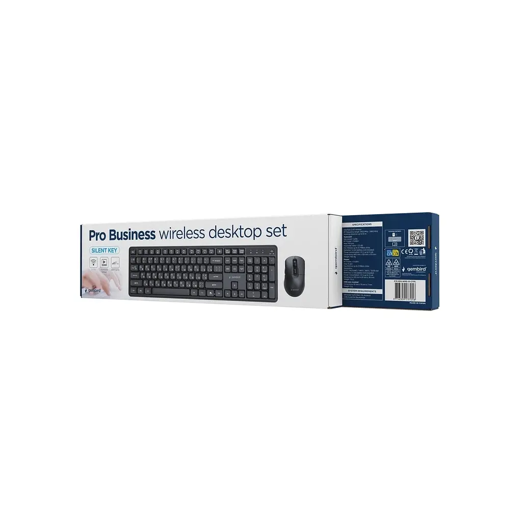 Комплект Gembird Silent Key Pro Business Wireless Black (KBS-WMS-01-CYRL) - фото 4