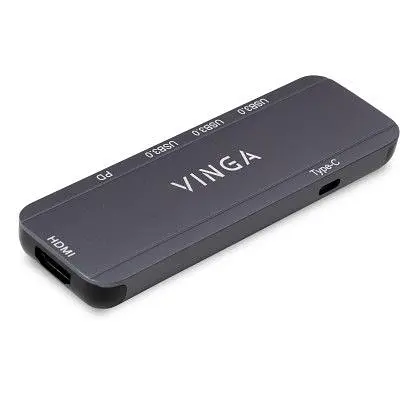 Концентратор Vinga USB-C 3.1 to HDMI+3xUSB3.0+PD100W+USB-C foldable cable (VHYC6FC) - фото 2