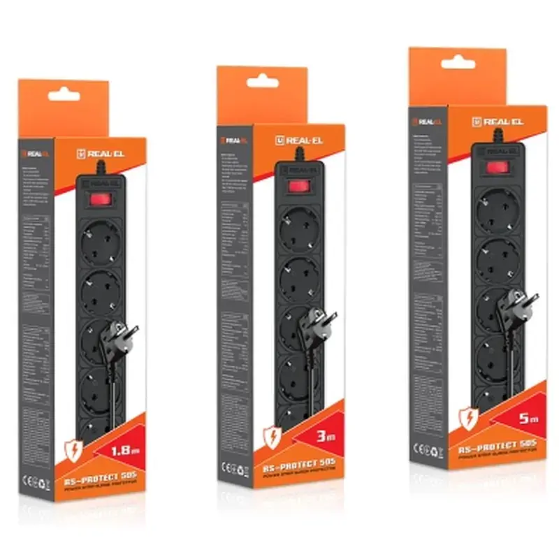 Мережевий фільтр живлення REAL-EL RS-Protect 505, 1.8m, black (EL122300044) - фото 11