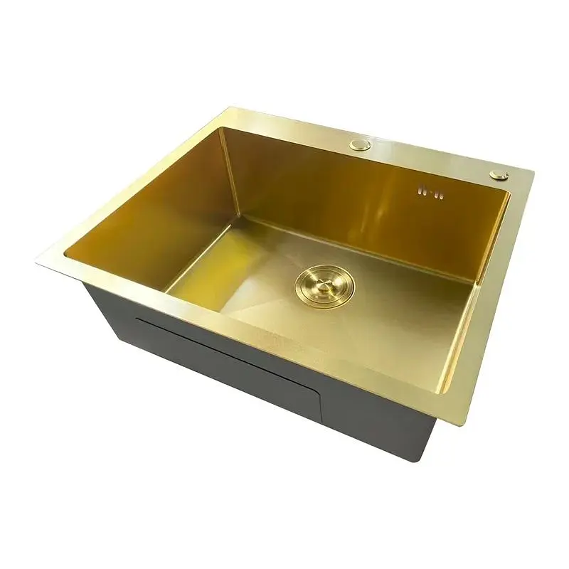 Кухонна мийка з нержавіючої сталі Mixxus MH6050 Micro Decor Brushed Gold MI8222, Золотий - фото 5