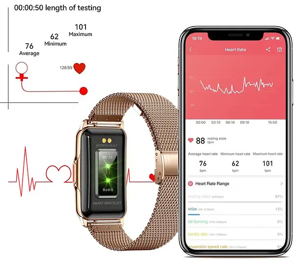 Часы Smart Mioband Nano+ Pink, 2 ремешка - фото 6