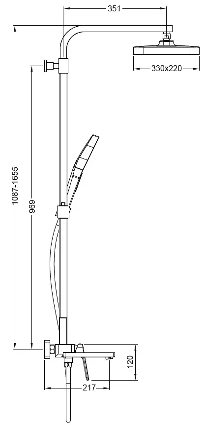 Душевая система Koer KB-56031-05 3 функции KR5439, Черный матовый - фото 2