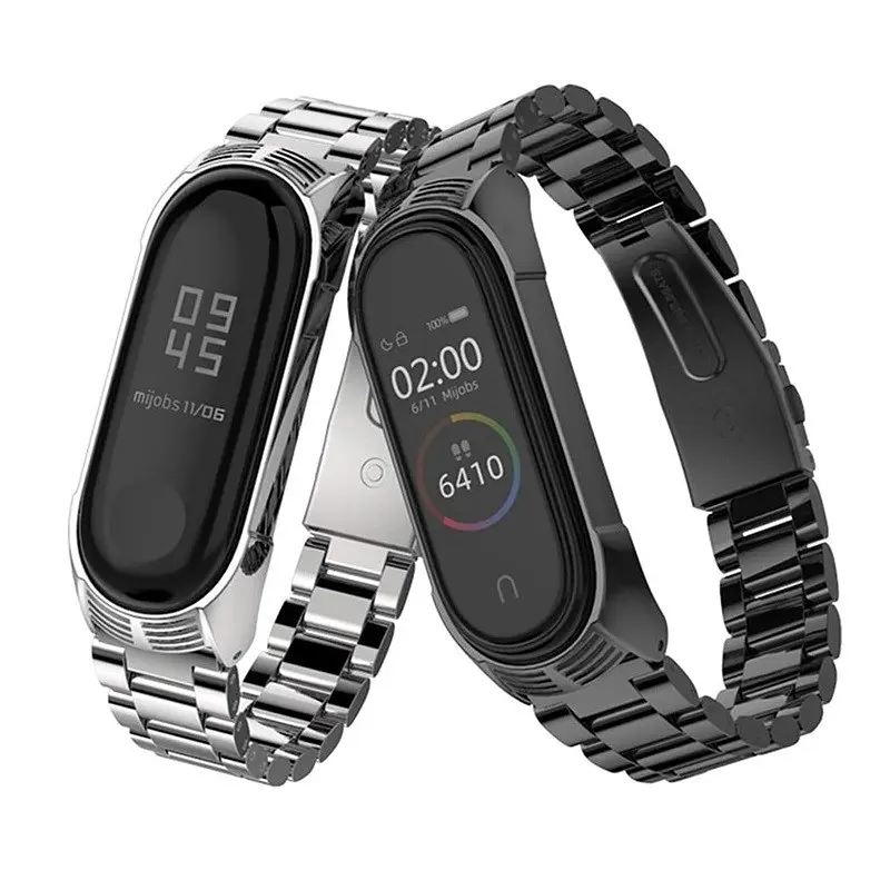 Ремінець для фітнес-браслета Boorui для Xiaomi Mi Band 7 металевий чорний - фото 5