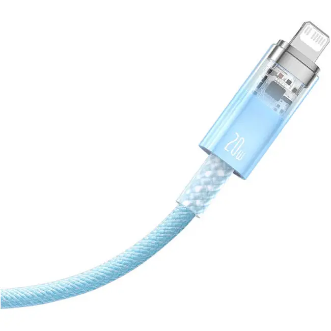 Кабель Baseus Explorer Series Fast Charging Cable with Smart Temperature Control Cable Type-C to Lightning 20W 1m CATS010203 Blue - фото 3