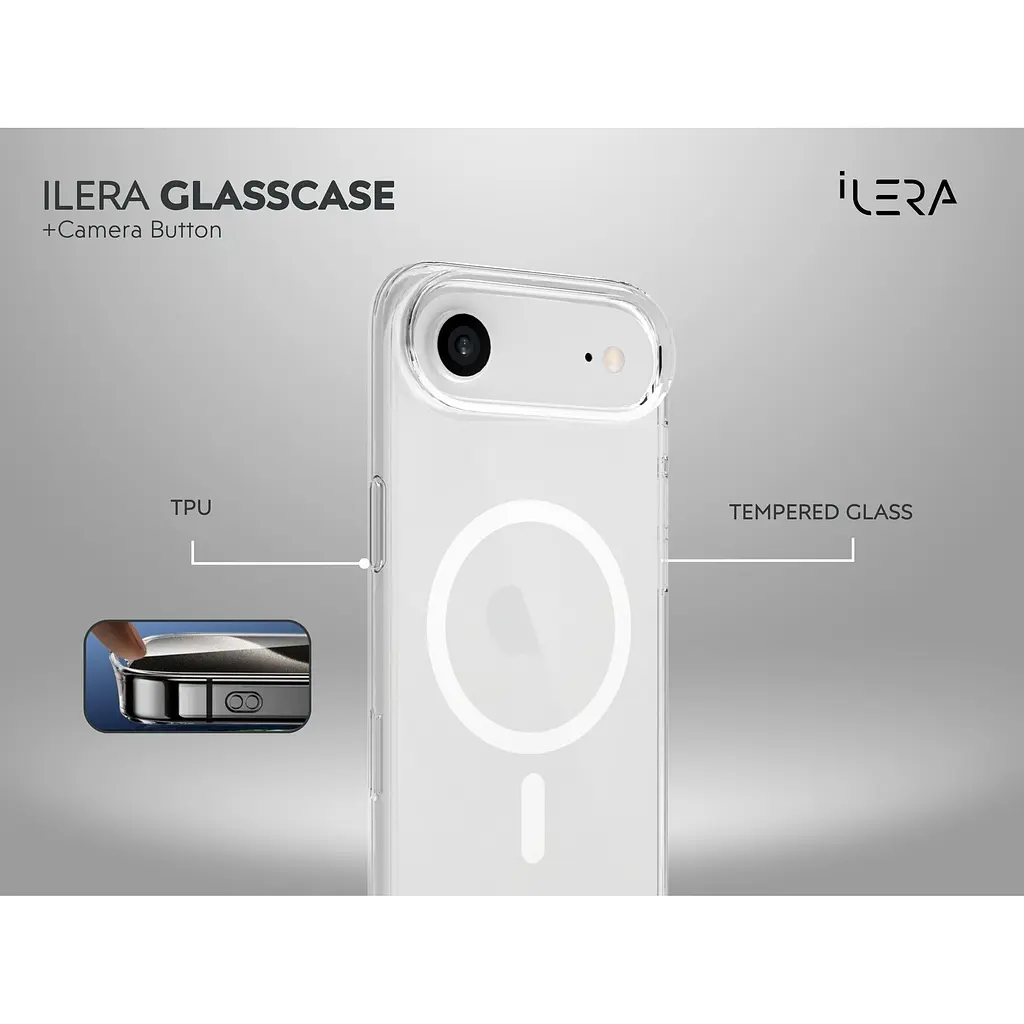 Чохол iLera GlassCase + Camera Button with MagSafe для Apple iPhone Air Frosted (ILGCLCa17Air) [150409] - фото 4