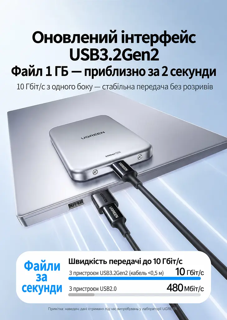 Перехідник UGREEN US701 USB-A - USB-C USB 3.2 Gen 2 чорний (55618) - фото 4