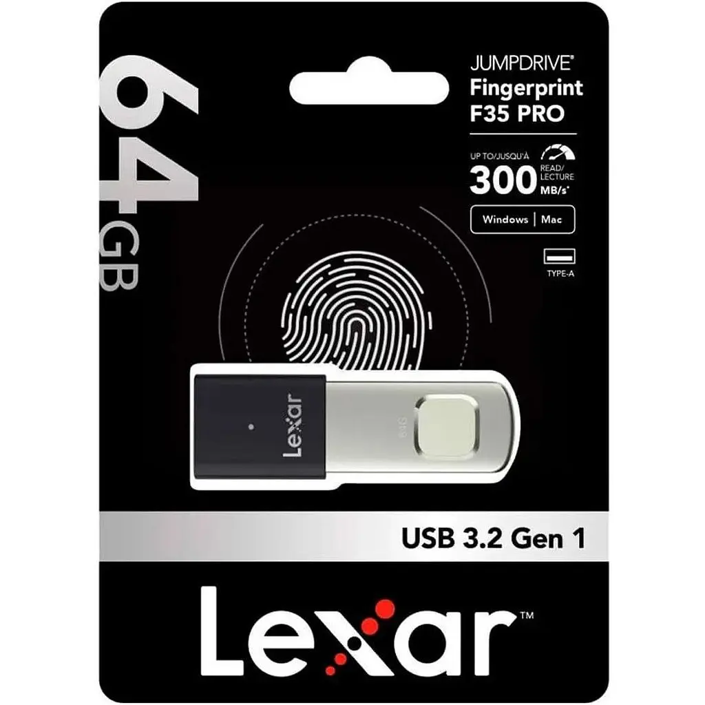 USB флеш-накопичувач Lexar JumpDrive Fingerprint F35 Pro 64GB USB-A 3.2 [LJDF35P064G-RNBNG] [136846] - фото 6