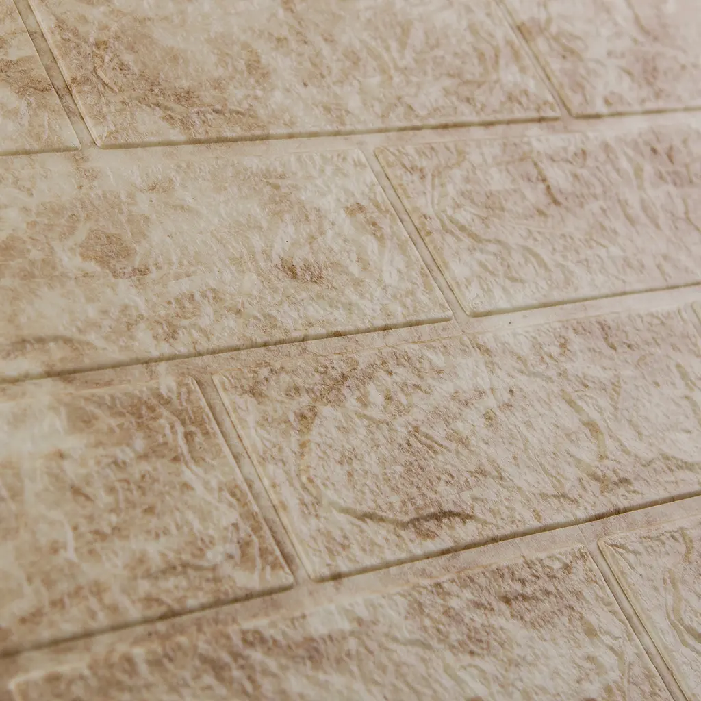 Самоклейка декоративна 3D панель 3D Loft під цеглу коричневий мармур 700x770x3мм - фото 4