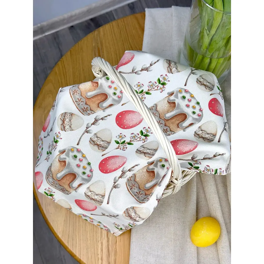 Пасхальное полотенце водоотталкивающее для корзины Пасхальная пасочка 40х30 см розовая - фото 5