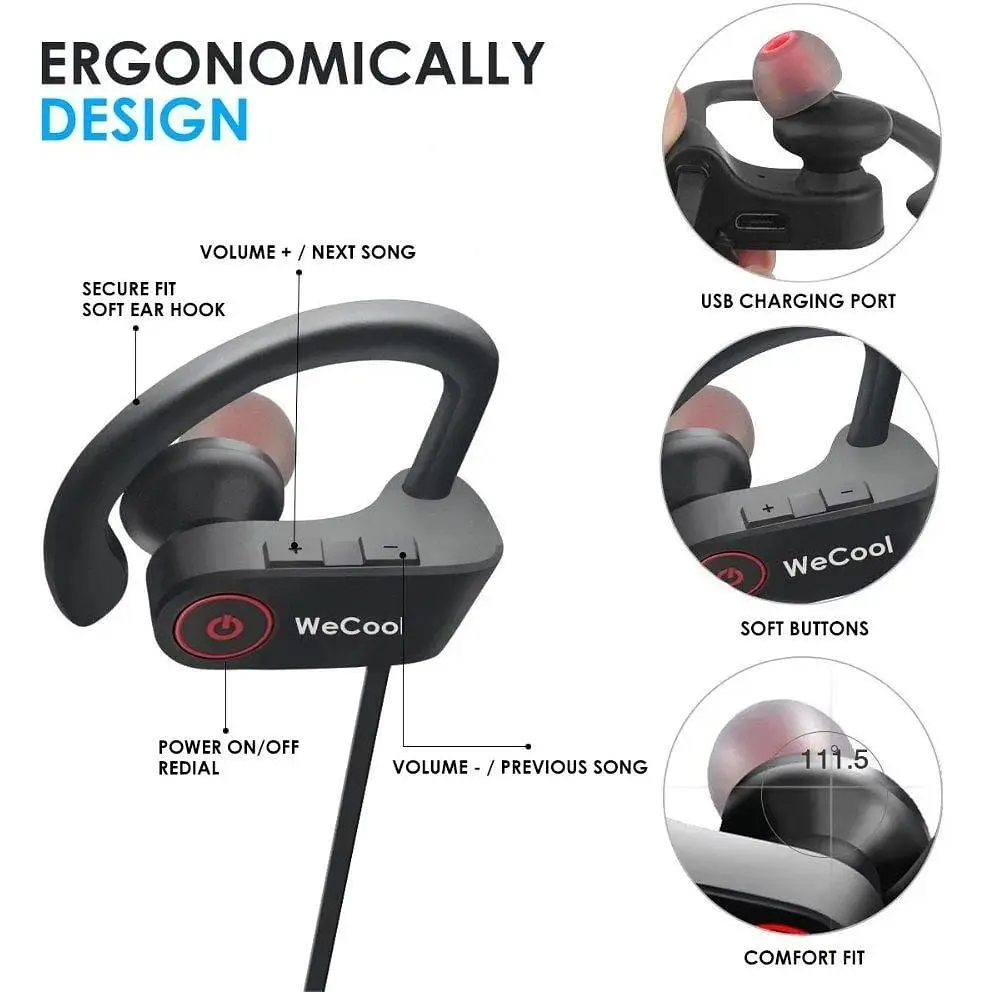 Навушники WeCool U8i Bluetooth з мікрофоном Червоні  - фото 3