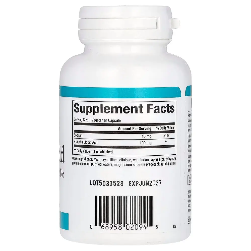 Натуральна добавка Natural Factors R-Lipoic Acid 100 mg, 60 вегакапсул для антиоксидантного захисту - фото 2