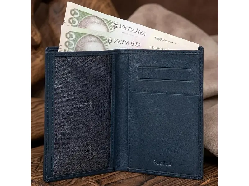 Чоловіче портмоне натуральна шкіра Cortina 5015 Темно-синє 9,5 х13 см TONY PEROTTI acs0032413 - фото 6