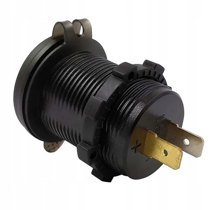 Гніздо Прикурювача під 1 USB Вольтметр DC 12-24V 5V підсвічування з різьбленням P10 Blue QC 3.0 (Вимикач) - фото 5