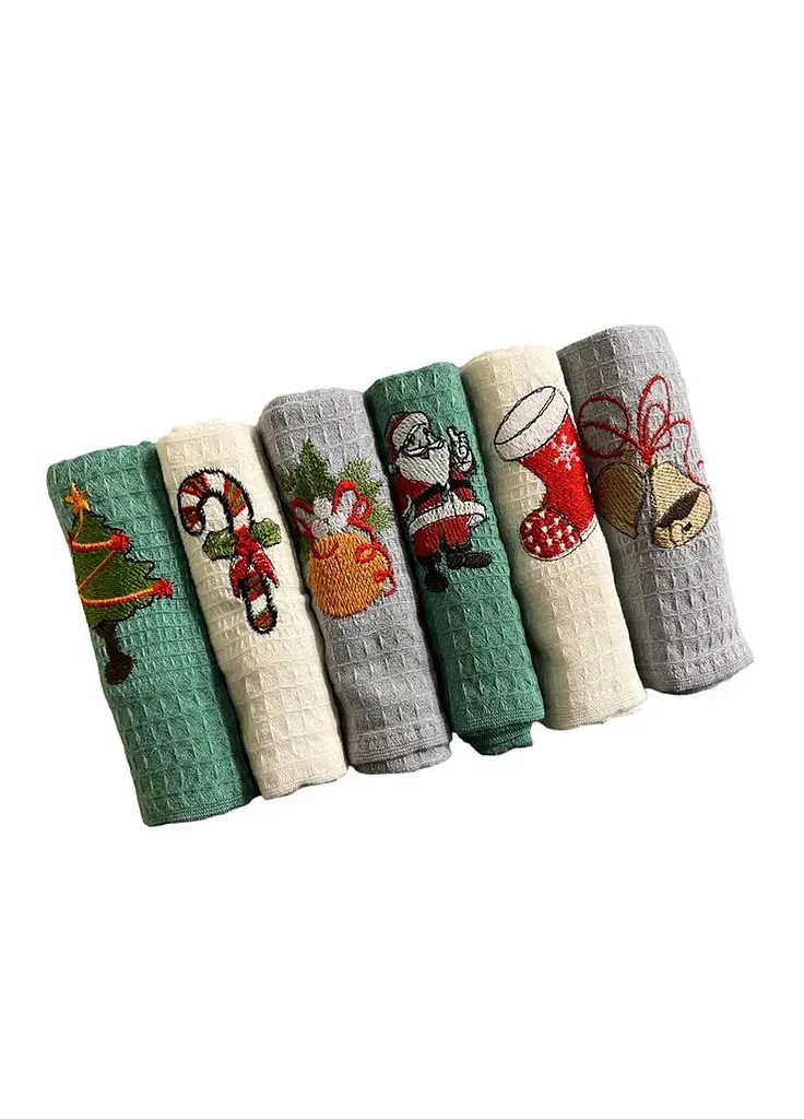 Набор 6 вафельных полотенец 40х60 см New Year TC303375646 - фото 3