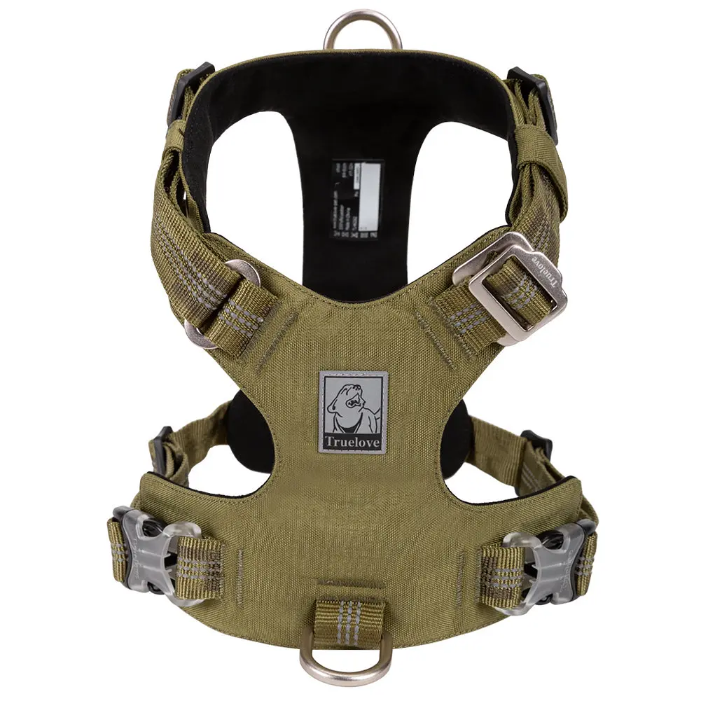 Шлея для собак Truelove TLH6282 з водонепроникної тканини Cordura, світловідбиваюча M, Хакі - фото 3
