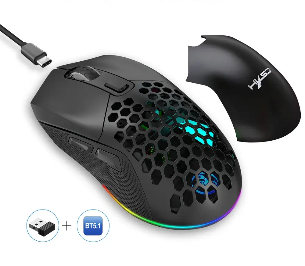 Миша бездротова HXSJ Т28 з акумулятором та RGB підсвічуванням 2,4G+Bluetooth Black - фото 2