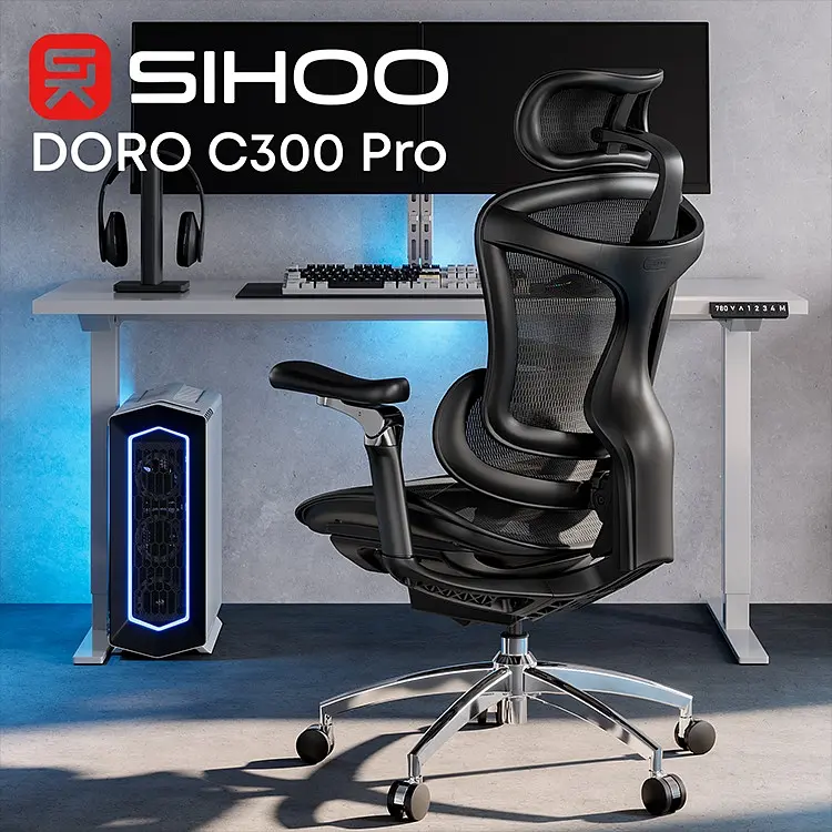Офисное кресло Sihoo Doro C300 Pro Mesh Black (DORO-C300-PRO-M101) - фото 7