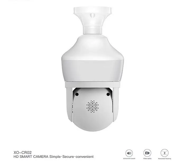 Внутрішня поворотна WiFi відеокамера XO CR02 Magic Light Bulb EU 3Мп для відеоспостереження Біла - фото 4