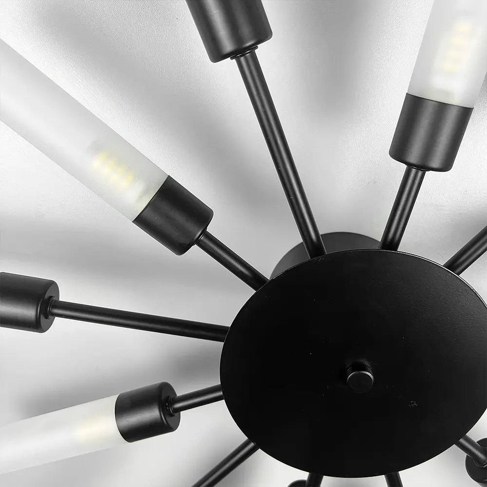 Потолочная черная люстра в форме солнечных лучей на 12 плафонов G9 Ø 69х8 см Line F | Ст. 1276/12 BK - фото 4