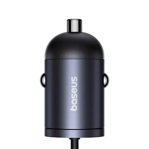 Автомобільний зарядний пристрій Baseus Tiny Star Mini Car Charger (C+C Cable Included) 30W чорний C00035001121-00 - фото 5
