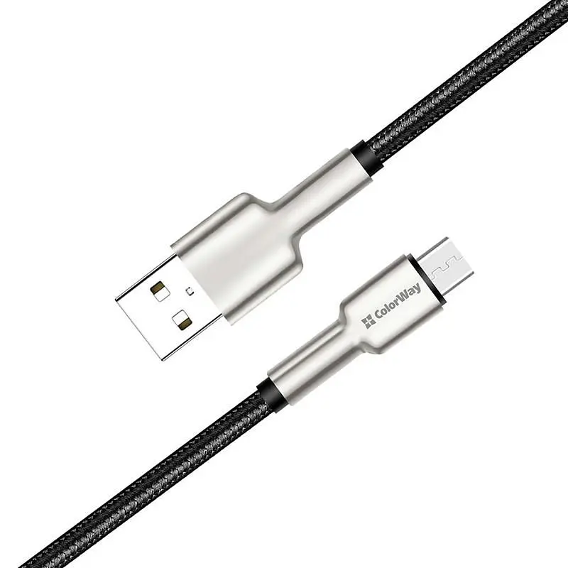 Кабель ColorWay USB - micro USB (M/M), Metal Head, 2.4 А, 1 м, Black (CW-CBUM046-BK) - фото 5