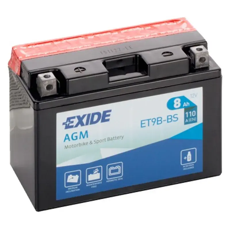 Акумулятор автомобільний EXIDE AGM 8Ah (+/-) (110EN) (ET9B-BS)