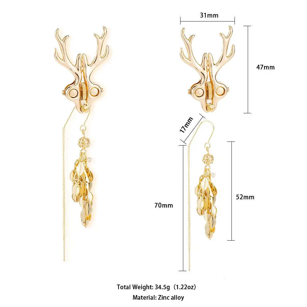 Затискачі для сосків LOCKINK SEVANDA Stag Adjustable Nipple Clamps, золотисті, зі знімними підвісками - фото 2