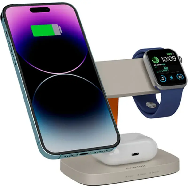 Зарядний пристрій Canyon wireless charger HEXAGON WCS-310 3in1 LightGrey/Orange (CNS-WCS310LGOR) - фото 5