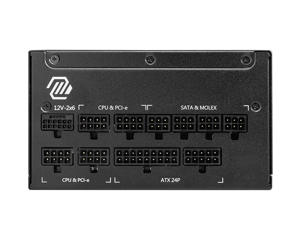 Блок живлення MSI 1000 Вт MAG A1000GL PCIE5, Black, модульний, 80+ Gold, Active PFC, 13.5 см FDB, 4xMolex / 12xSATA / 1x16-pin (600 Вт) / 4x6+2-pin / 2x4+4-pin / 1x20+4-pin, захист OCP/OVP/OPP/OTP/SCP/UVP - фото 2