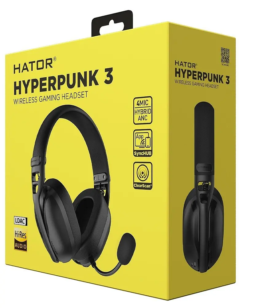 Навушники бездротові Hator Hyperpunk 3, Black, Bluetooth / USB 2.4GHz, мікрофон, ANC, динаміки 40 мм (Hi-Res) з неодимовим магнітом, 750 mAh (ESH15) - фото 6