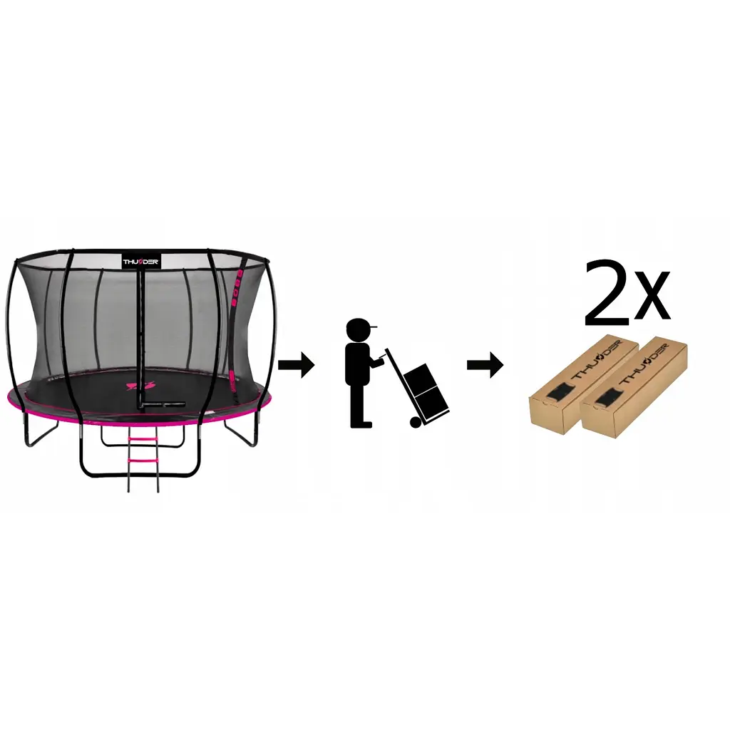 Батут із внутрішньою сіткою THUNDER Inside Ultra 12FT 374 см Black/Pink - фото 11