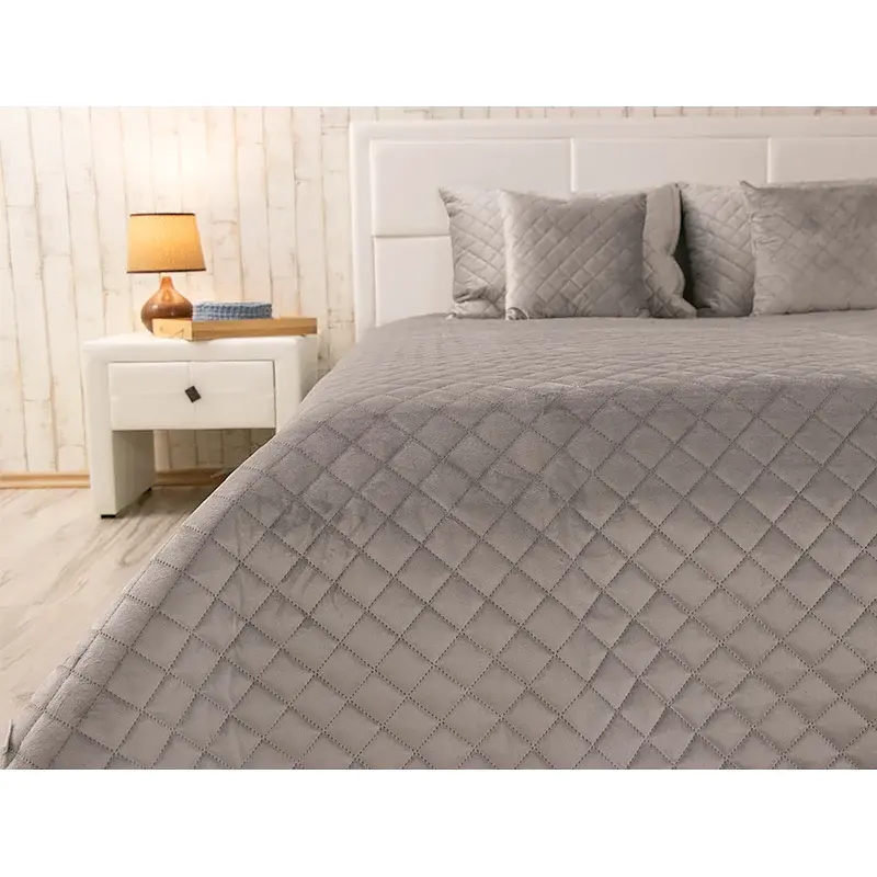 Покривало Руно двостороннє декоративне Velour сіре ромб 180х220 см - фото 4