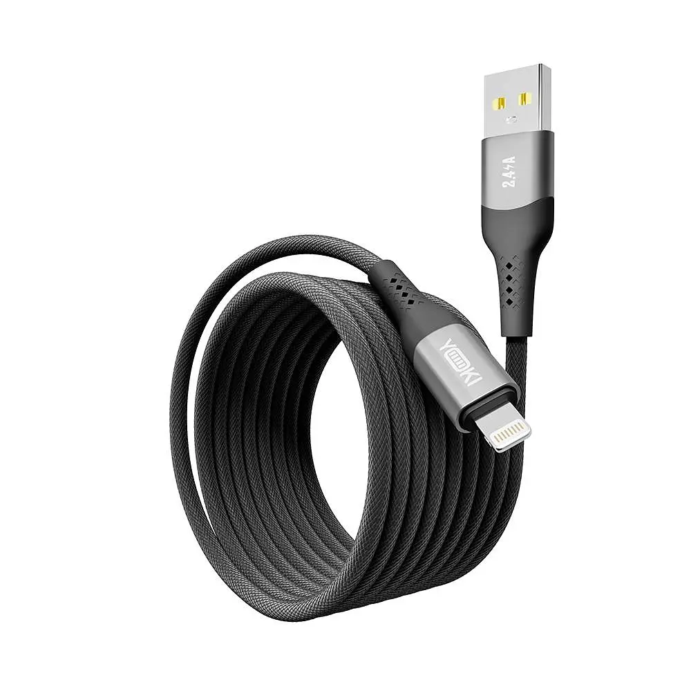 Кабель для заряджання та обміну даними Yoki YK-SO15 SOLID Series USB/Lightning 12W 2.4A/5V 2 м Чорний - фото 3