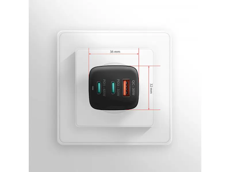 Мережевий зарядний пристрій AXAGON 65 W Black (ACU-DPQ65) - фото 7