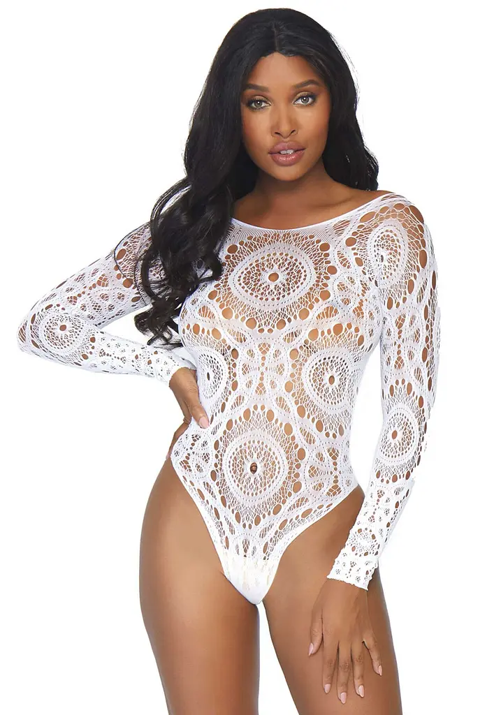 Еротичне боді-бодістокінг Leg Avenue Snap crotch thong back teddy White M/L
