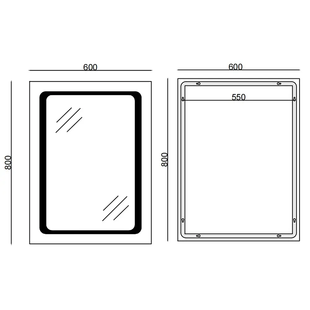 Дзеркало Mixxus TWEE MR09-80x60-Reverse (LED Touch, антизапотівання, димер, регулювання яскравості) MI6660 - фото 3