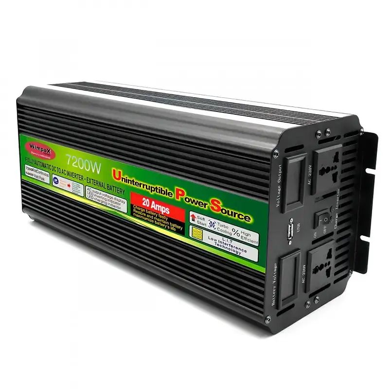 Автоінвертор 12 V-220 V 7200 W з функцією заряджання акумулятора 20 A, перетворювач напруги та UPS модифікована синусоїда WimpeX 12 V-220 V 7200 Вт - фото 3