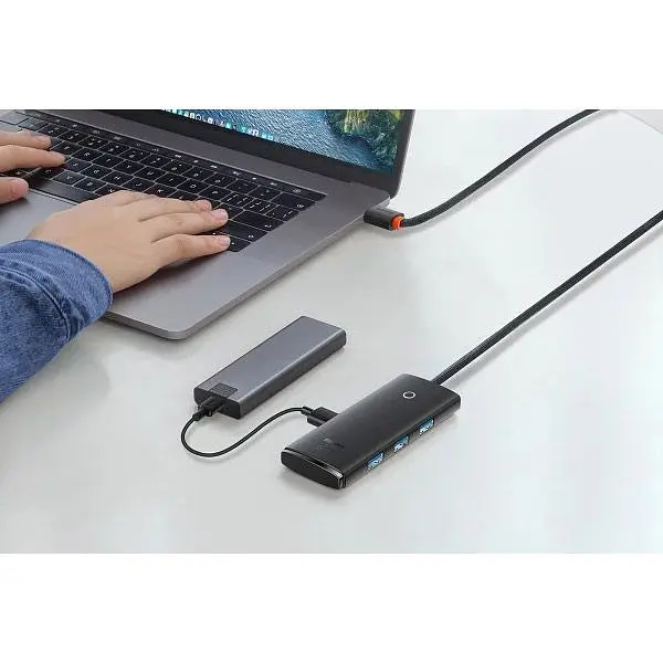 USB-хаб Baseus Lite Series 4-in-1 Hub Adapter Black (WKQX030401) [105720] - фото 6