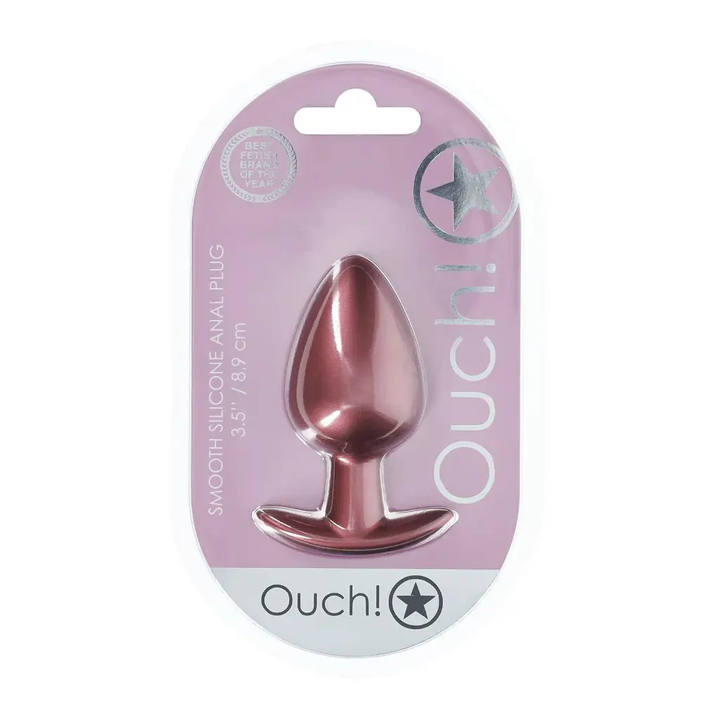 Анальна пробка Ouch! Smooth Anal Plug Metallic L 8.9 см (рожеве золото) - фото 3