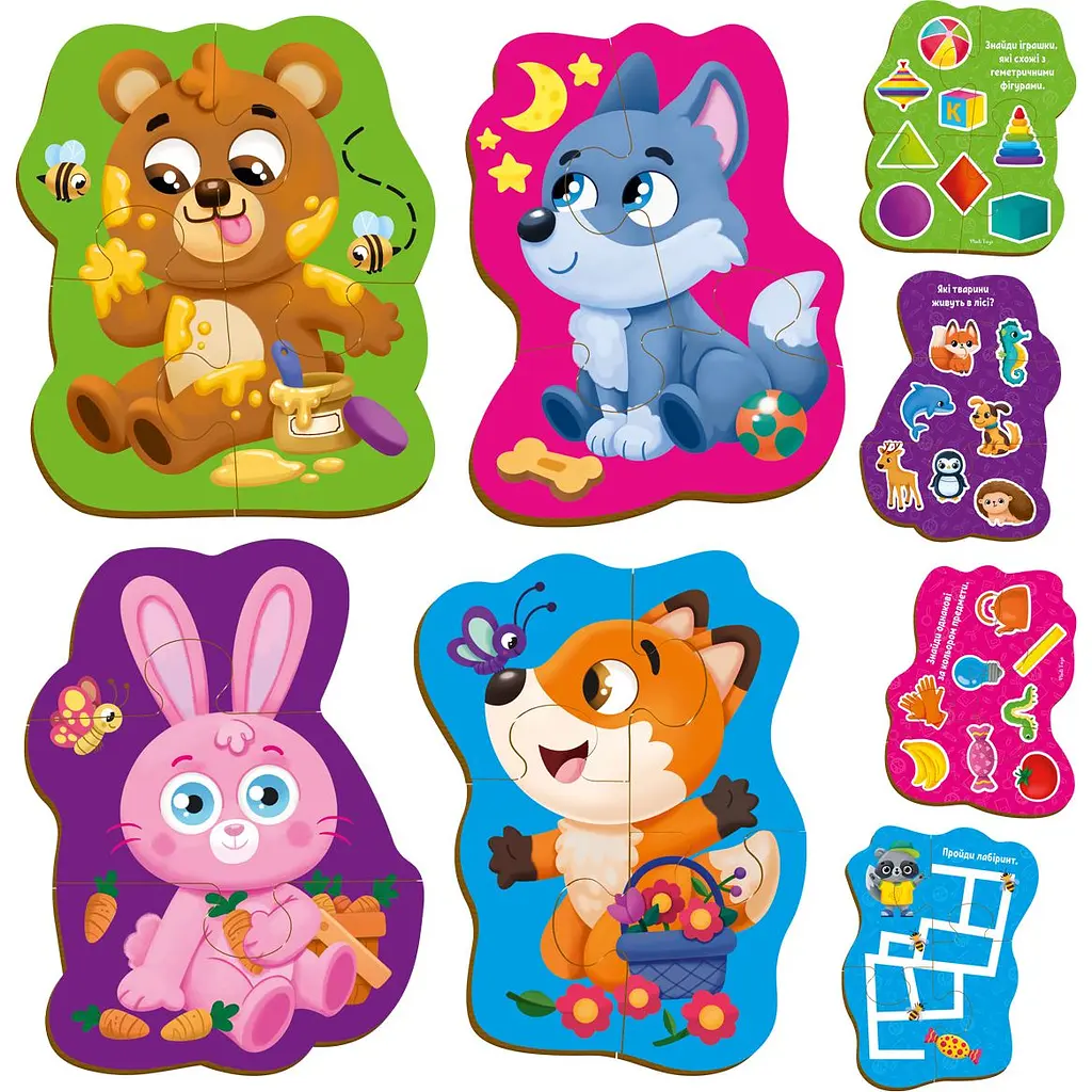 Пазли картонні з грою Vladi Toys Малюк зможе Лісові звірі 14 елементів (VT1722-26) - фото 2