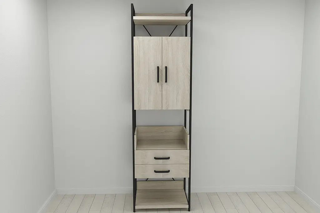 Шафа Гардероб Уні секція 5 серії Конект Ferrum-decor 220x60x50см Чорний метал ДСП Дуб Сонома 32 мм (FRD-104513) - фото 9