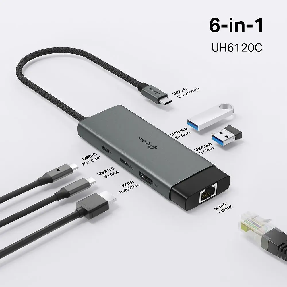 Концентратор USB-C 6PORT UH6120C TP-LINK - фото 4