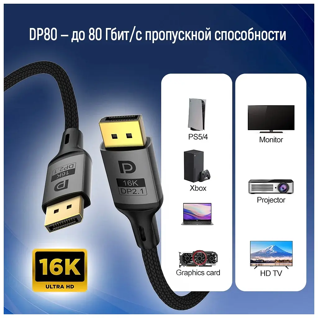 Кабель мультимедійний DisplayPort M to DisplayPort M 3.0m V2.1 16K black ColorWay (CW-CBDP092-BK) - фото 7