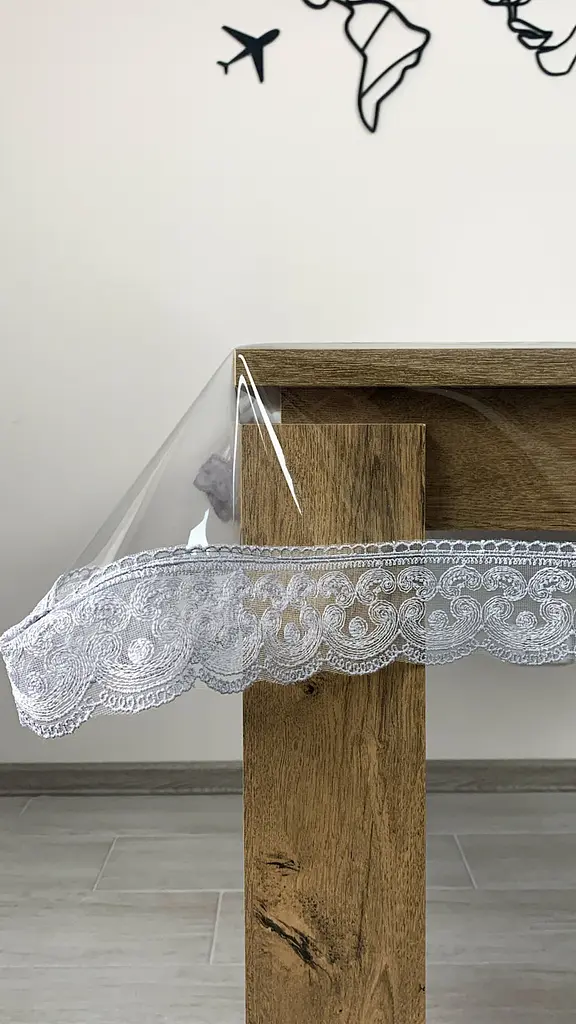 Силіконова скатертина прямокутна з мереживом Арка 7см 190х130 см Сірий - фото 2