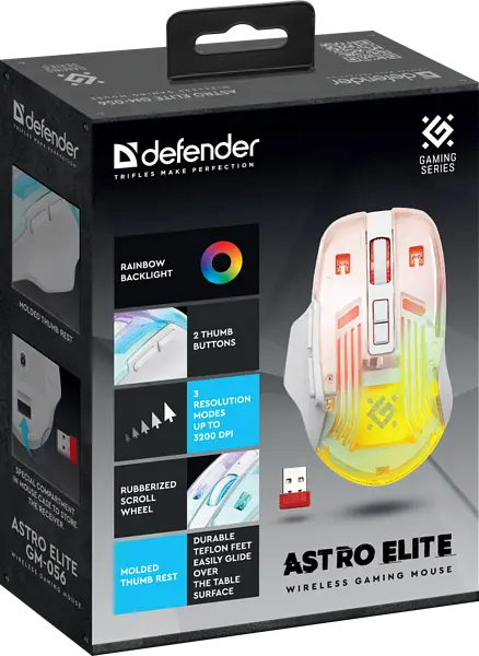 Миша Defender Astro Elite GM-056 White (52056) - фото 5