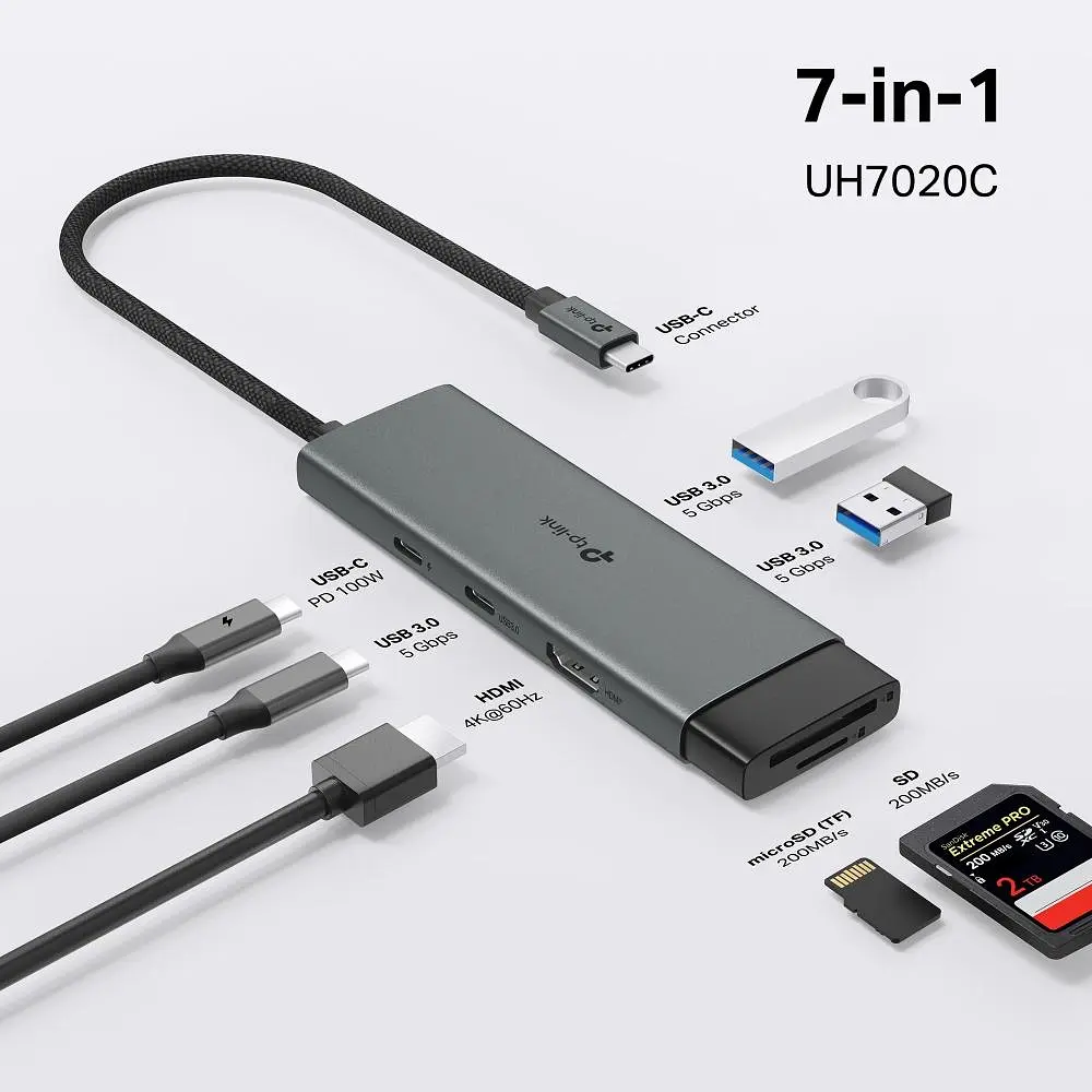 USB-Хаб TP-Link USB Type-C 7 в 1 (UH7020C) - фото 8